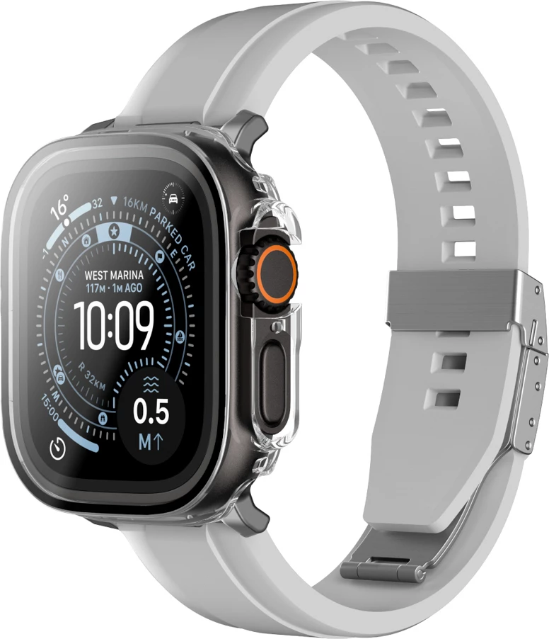 Mbrojtës ekrani xhami me mbështjellës, AmazingThing Radix FullGuard, për Apple Watch Ultra 3 49mm, transparent