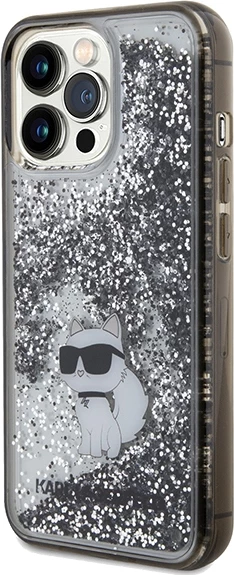 Mbështjellës Karl Lagerfeld Liquid Glitter Choupette për iPhone 13 Pro/13, Transparent, Silver