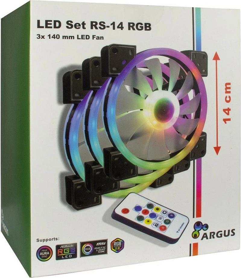 Ventilator kasë Inter-Tech ARGUS RS-14, set 3x 140mm, RGB, i zi