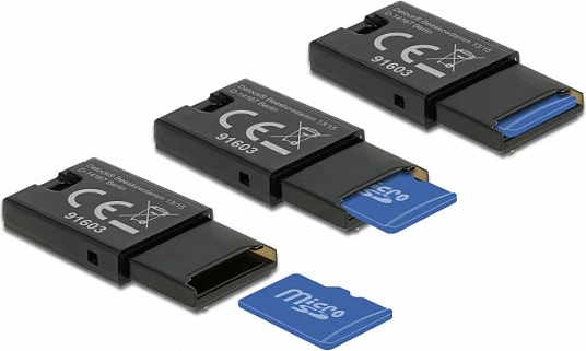 Lexues kartelash DeLOCK USB 2.0, microSD/microSDHC/microSDXC, 480 Mbit/s, zi