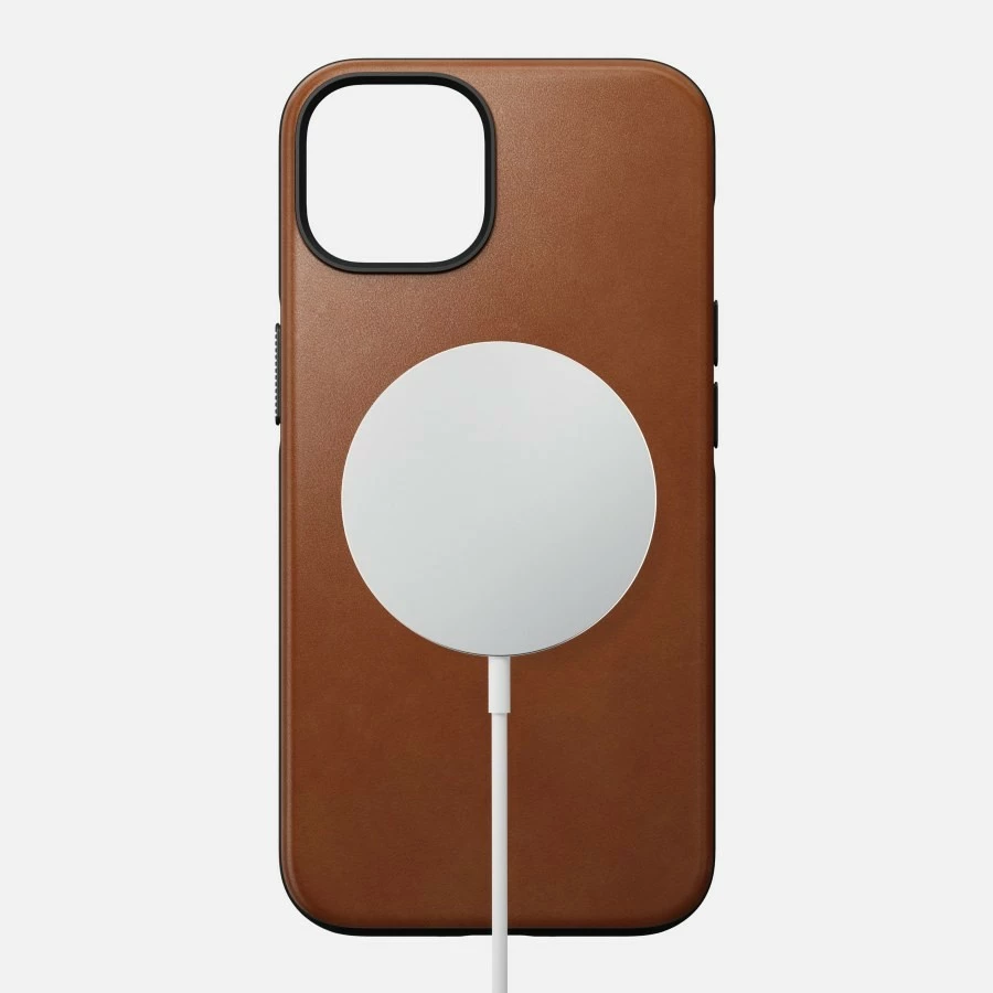 Mbështjellës Nomad Modern Leather Case për iPhone 14, English Tan