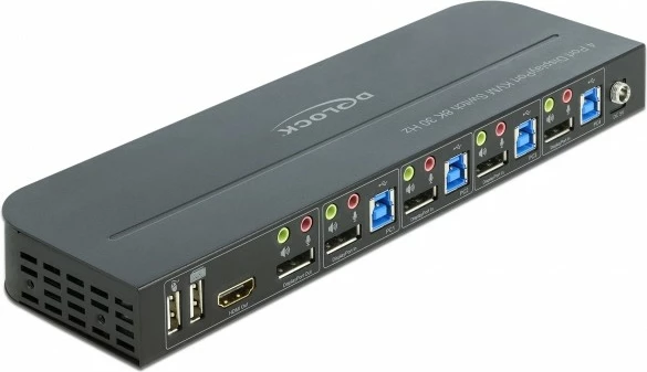 KVM Switch DeLOCK 11484, 4 porta, 8K Ultra HD, e zezë