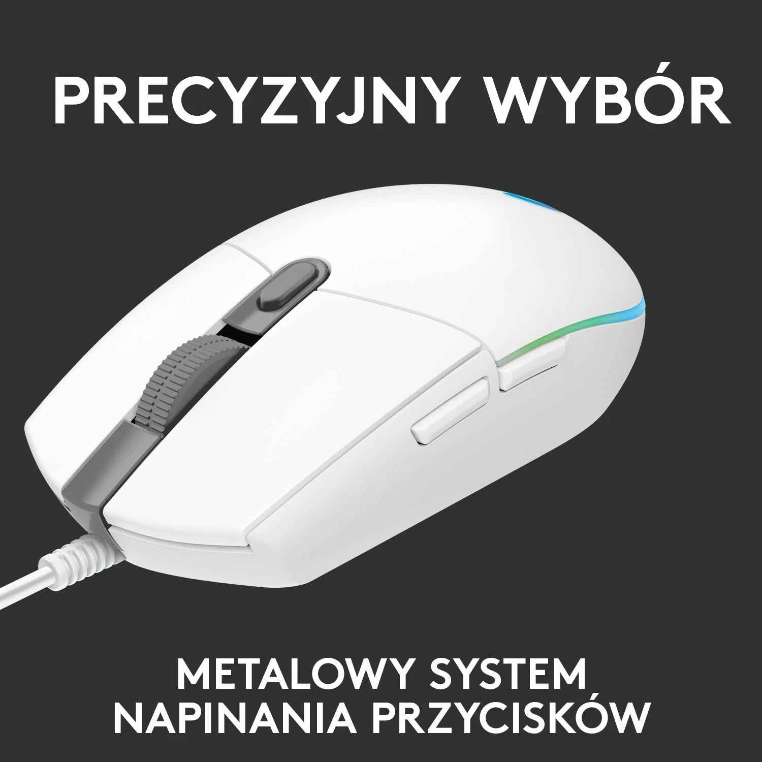 Maus gaming Logitech G102 Lightsync 910-005824, 8000 DPI, RGB, 6 butona, USB me kabllo, e bardhë