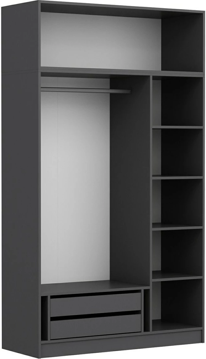 Dollap garderobe Skye Decor, 3 kapak, 2 sirtar, dore-antracit, 135x52x255cm