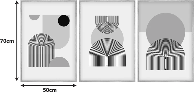 Pikturë triptike Jefton, printim digjital, shumëngjyrëshe, 50x2x70cm