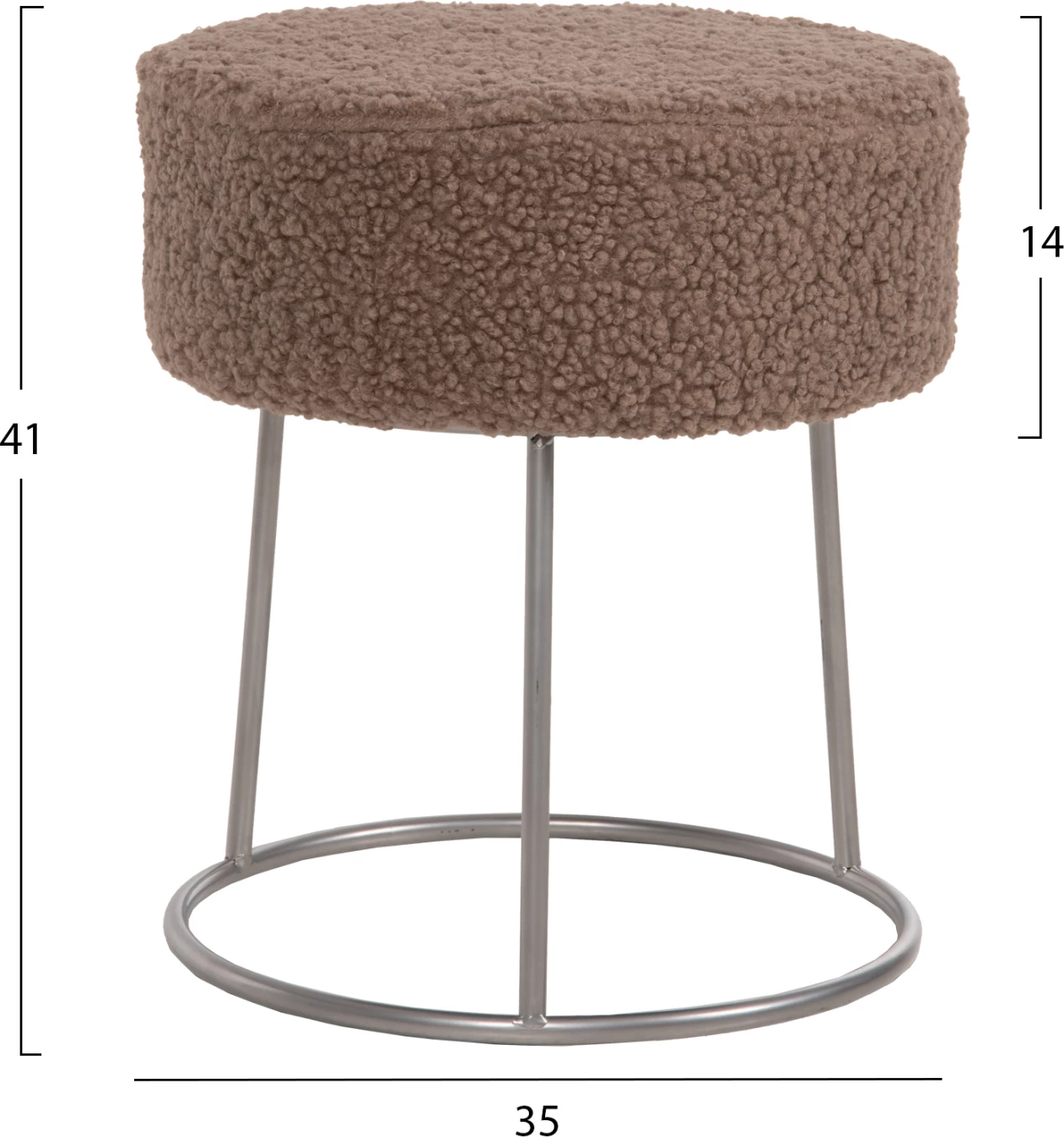 Karrige për bar KARLO FH8411.25, ngjyrë kafe e çelët, pëlhurë boucle me bazë argjendi, Φ35x41H cm