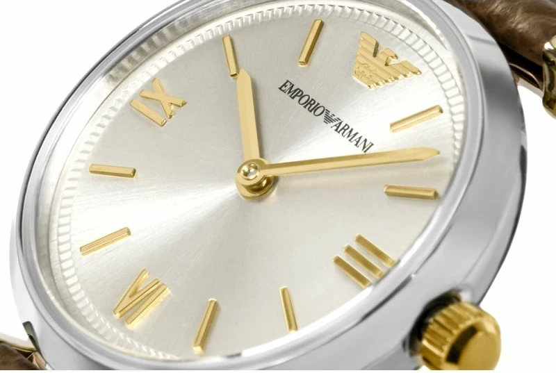 Orë dore femra Emporio Armani Gianni T-Bar AR11770, kafe e çelët