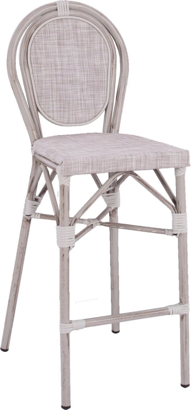 Karrige për bar alumin, pamje bambu, patinë e bardhë, FH5110, 47x61x115 cm