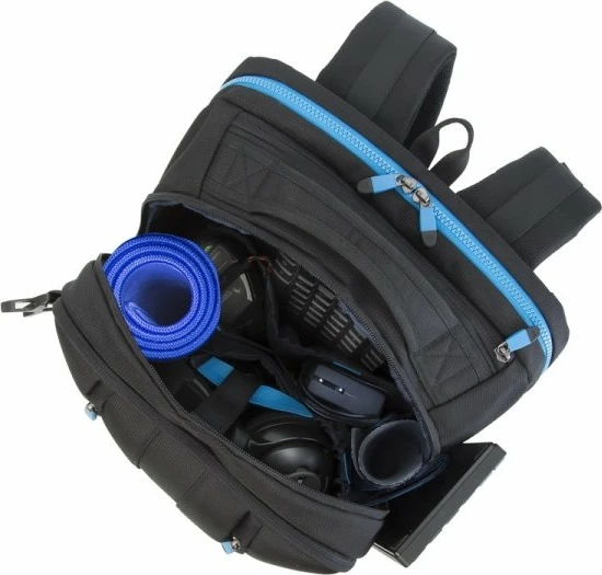 Çantë shpine laptopi RivaCase 7860 Gaming për laptop deri 17.3\", me mbrojtje nga uji, me rain cover, e zezë/kaltër