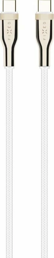 Kabllo USB-C në USB-C Fixed FIXDB-CC12-WH 1.2 m 100W e thurur, e bardhë, me organizues dhe rrip Velcro