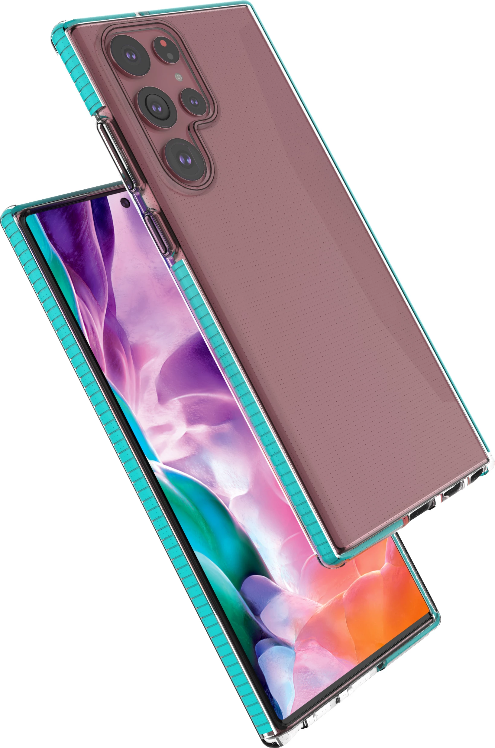 Mbështjellës Hurtel Spring Case për Samsung Galaxy S22 Ultra, xhel, transparent me kornizë rozë të lehtë