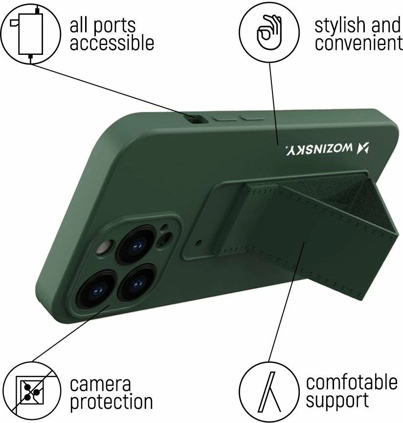 Mbështjellës Wozinsky Kickstand Case për Samsung Galaxy A73, silikon, i zi