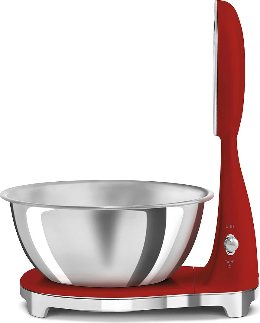 Peshore kuzhine Smeg 50's Style, me tas inox, analoge, e kuqe