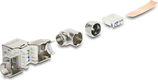 Modul Keystone DeLOCK RJ45 në LSA Cat.6A, shielded, 90°, AWG 22/24, argjendtë