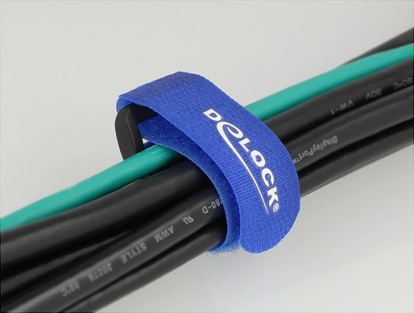 Lidhëse kabllosh me Velcro DeLOCK 190x25mm, 5 copë, blu