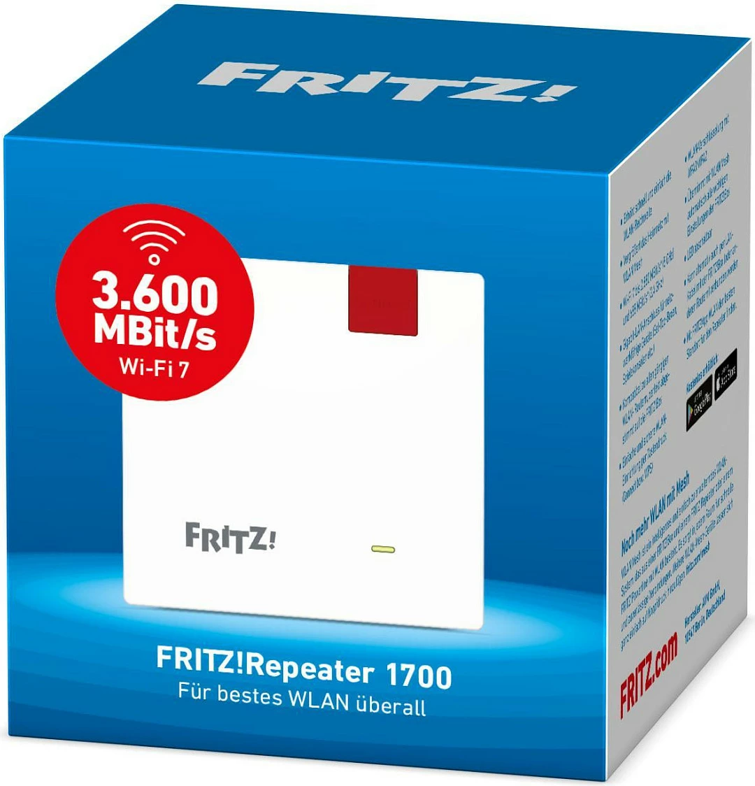 Sistem Mesh FRITZ Mesh Set 1700 (VPE 2), Wi‑Fi 7, Dual-Band, 1x LAN, kuqe/bardhë
