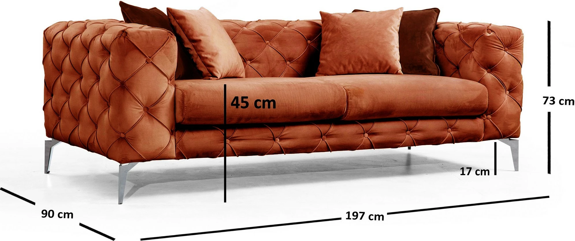 Divan dy ulëshe, ngjyrë portokalli, Atelier del Sofa, Como