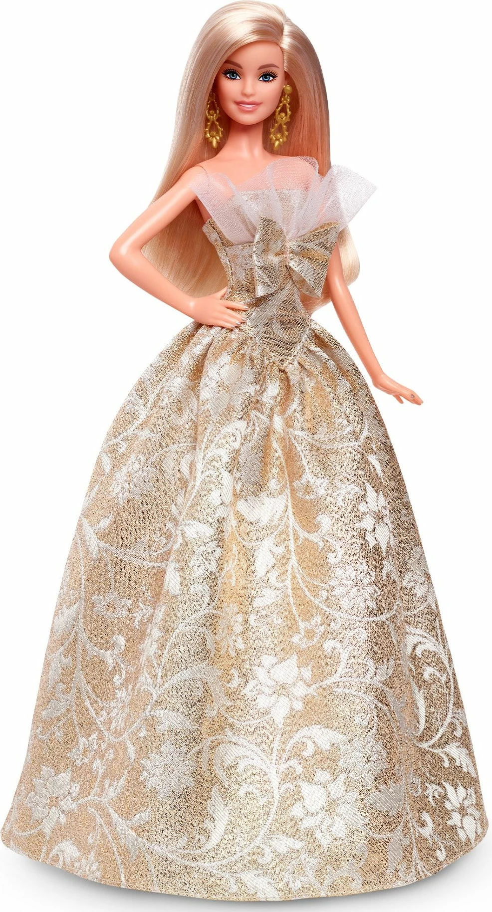 Kukull koleksionuese Barbie Mattel Signature Holiday Barbie 2025 JBH95, fustan gold-silver