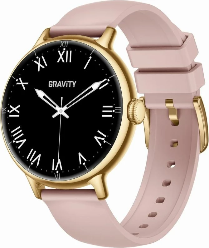 Smartwatch për femra Gravity GT33-1, rrip i artë + rrip rozë