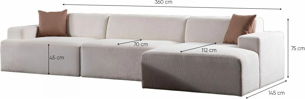 Kënd divan Melva, ngjyrë e bardhë, Atelier del Sofa (L1,5 + O2 + Chl Djathtas)