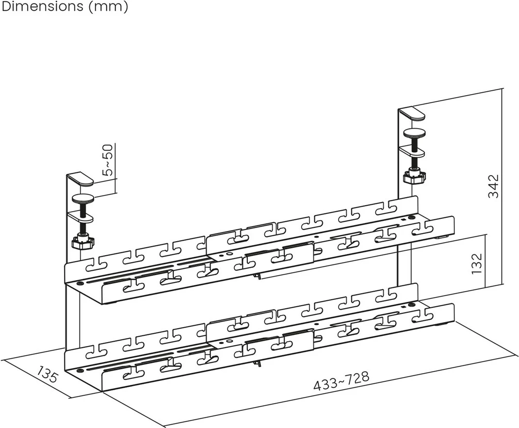 Organizues kabllosh nën tavolinë Maclean MC-102 W, 2 nivele, çelik, i bardhë
