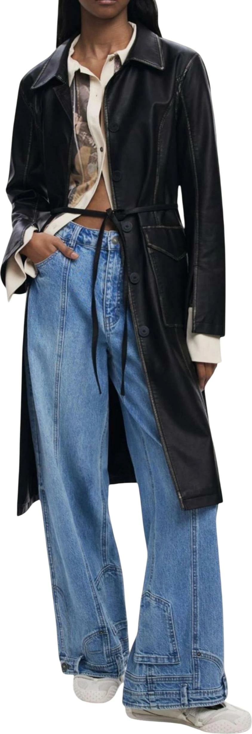 Pallto trench për femra Desigual CHAQ_LILLY 25WWEW33, e zezë [Madhësia: XL]