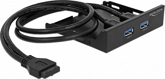 Panel frontal USB DeLOCK 63994, 2x USB 3.0 (USB 3.2 Gen 1), për bay 3.5", i zi