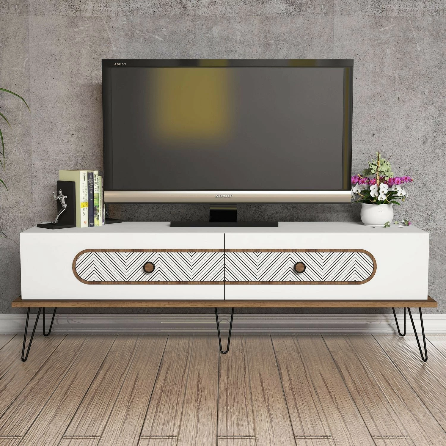 Komodë TV Hanah Home, Ekol, e bardhë