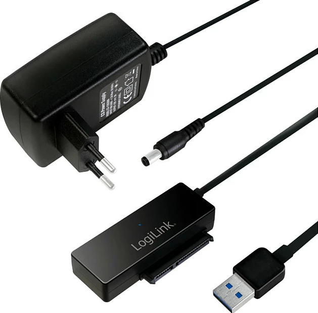 Adapter USB 3.0 në SATA LogiLink, 5 Gbit/s, me adaptor rryme, i zi