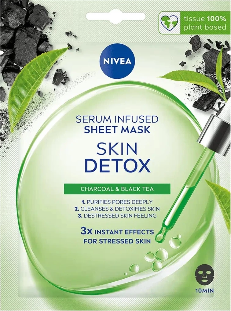 Maskë për fytyrë Nivea Skin Detox Sheet Mask për femra, 1 copë