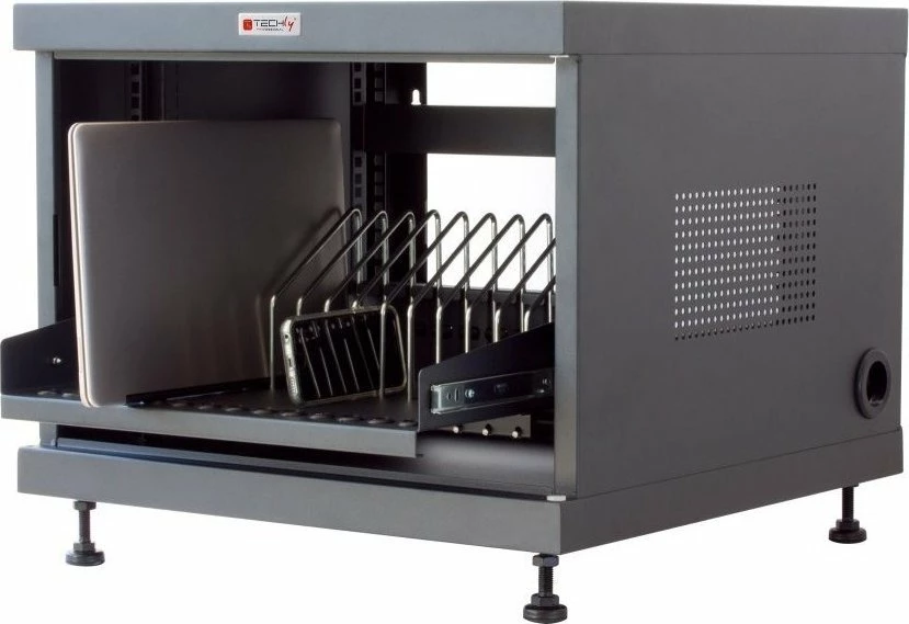 Kabinet karikimi Techly I-CABINET-14DTYDE (PN 367652), 14 slote, 16 prizë AC, i zi