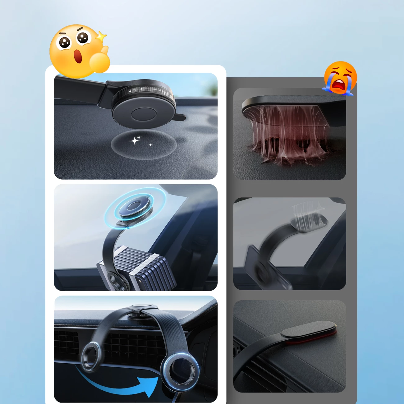 Mbajtëse magnetike telefoni për veturë Joyroom JR-ZS518, krah fleksibil, montim në xham/dashbord, e zezë