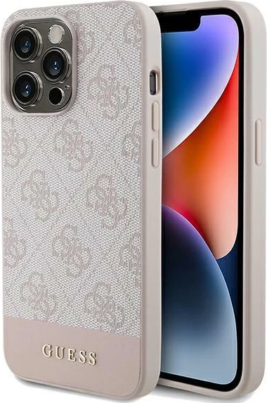 Mbështjellës Guess 4G Stripe për iPhone 14 Pro Max, Rozë