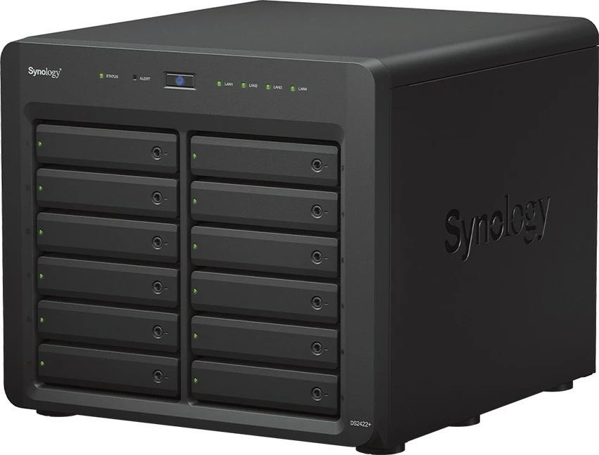 Kasë NAS Synology DS2422+, 12 vende për disqe, 4GB RAM, AMD Ryzen V1500B, E zezë