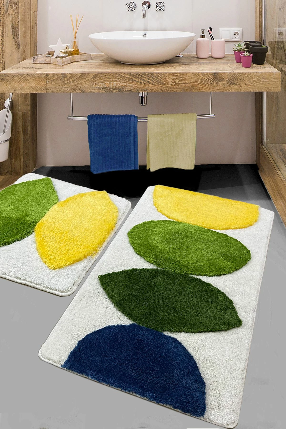 Set tapetë banjoje akrilik, 2 copë, Mijölnir Orela, shumëngjyrësh