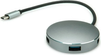 USB-C Hub ROLINE 14.02.5036, 4 porta, USB 3.2 Gen 1 5Gbps, e zezë/argjendtë