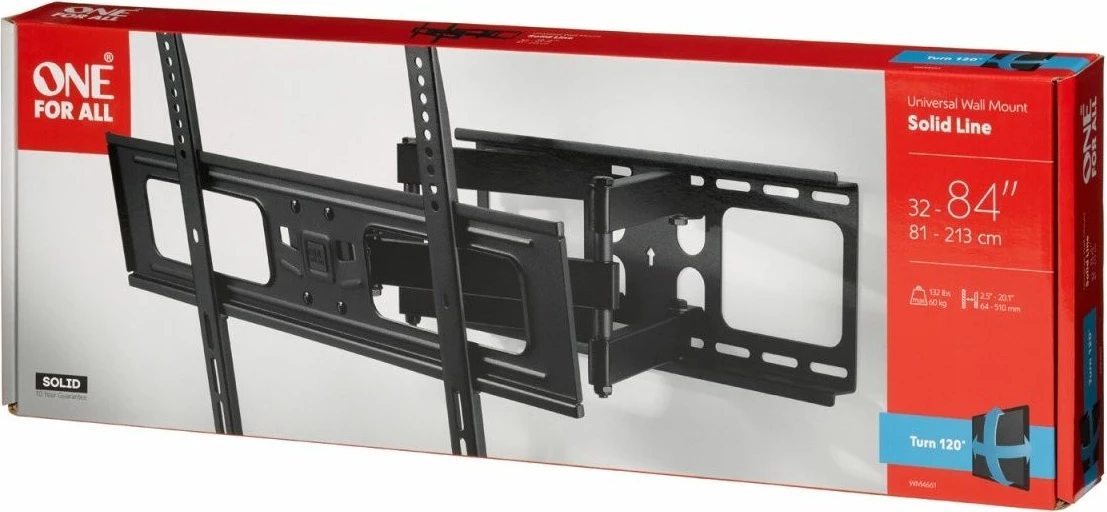 Mbajtëse muri për TV One For All WM4661 32"-84" deri 60 kg, me krah lëvizës, e zezë