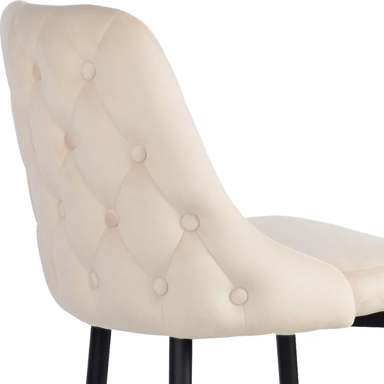 Karrige për bar Zedna, kadife bezhë, këmbë metalike të zeza, 52x57x111cm