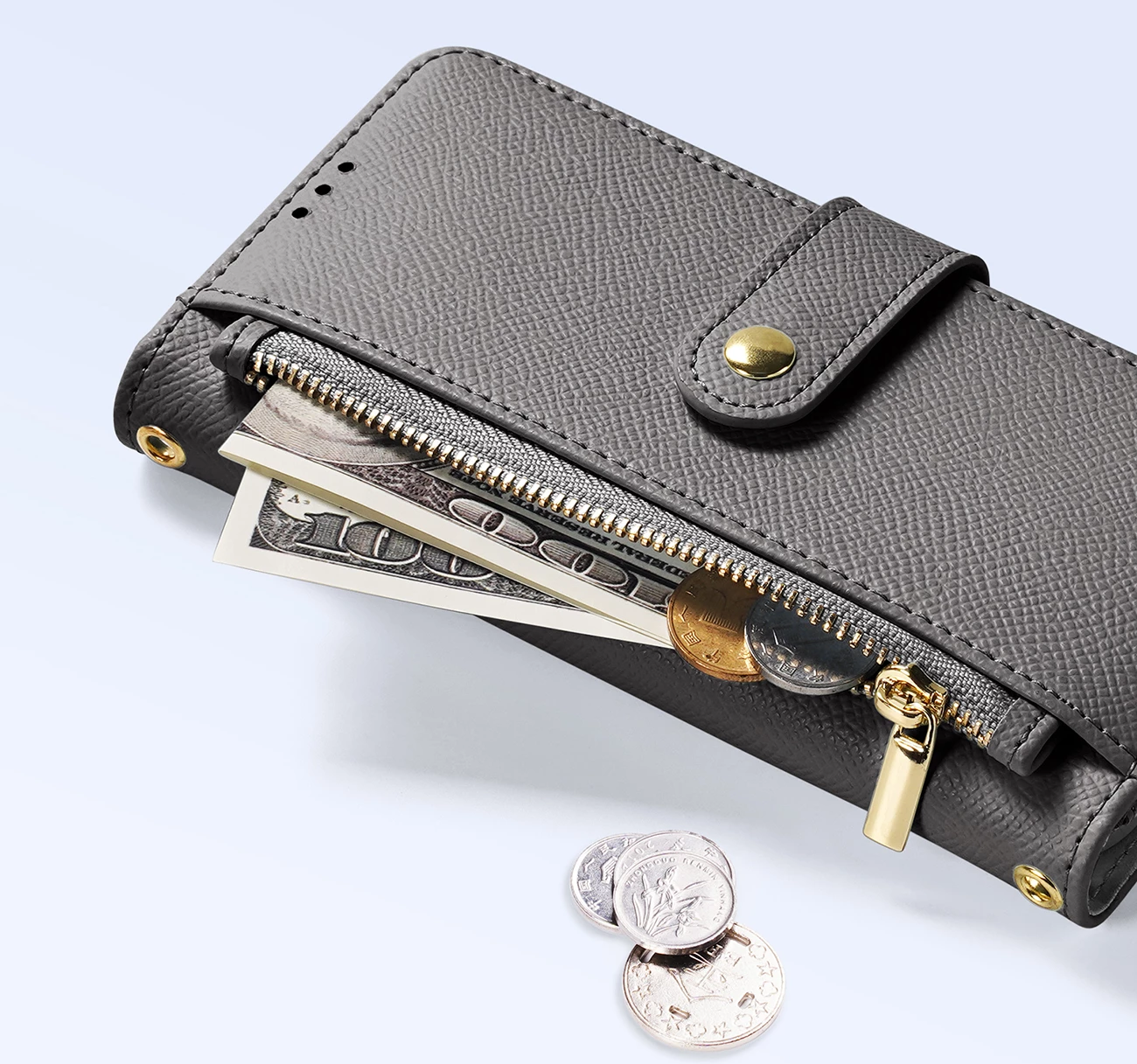 Mbështjellës Dux Ducis Lawa për iPhone 16 Pro Max, me portofol magnetik të ndashëm, Gri