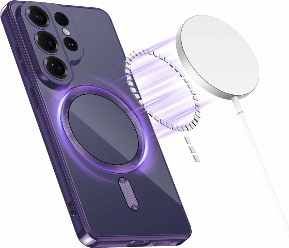 Mbështjellës Tech-Protect MagFlex MagSafe për Samsung Galaxy S26 Ultra, TPU fleksibël, unazë magnetike, transparent, vjollcë