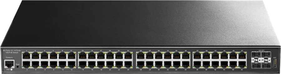 Ndërprerës Gigabit PoE++ i Menaxhuar me 48 Porta, Shtresa 2, me 4 porta SFP 10G, 720W (GS2048PS4-720W)