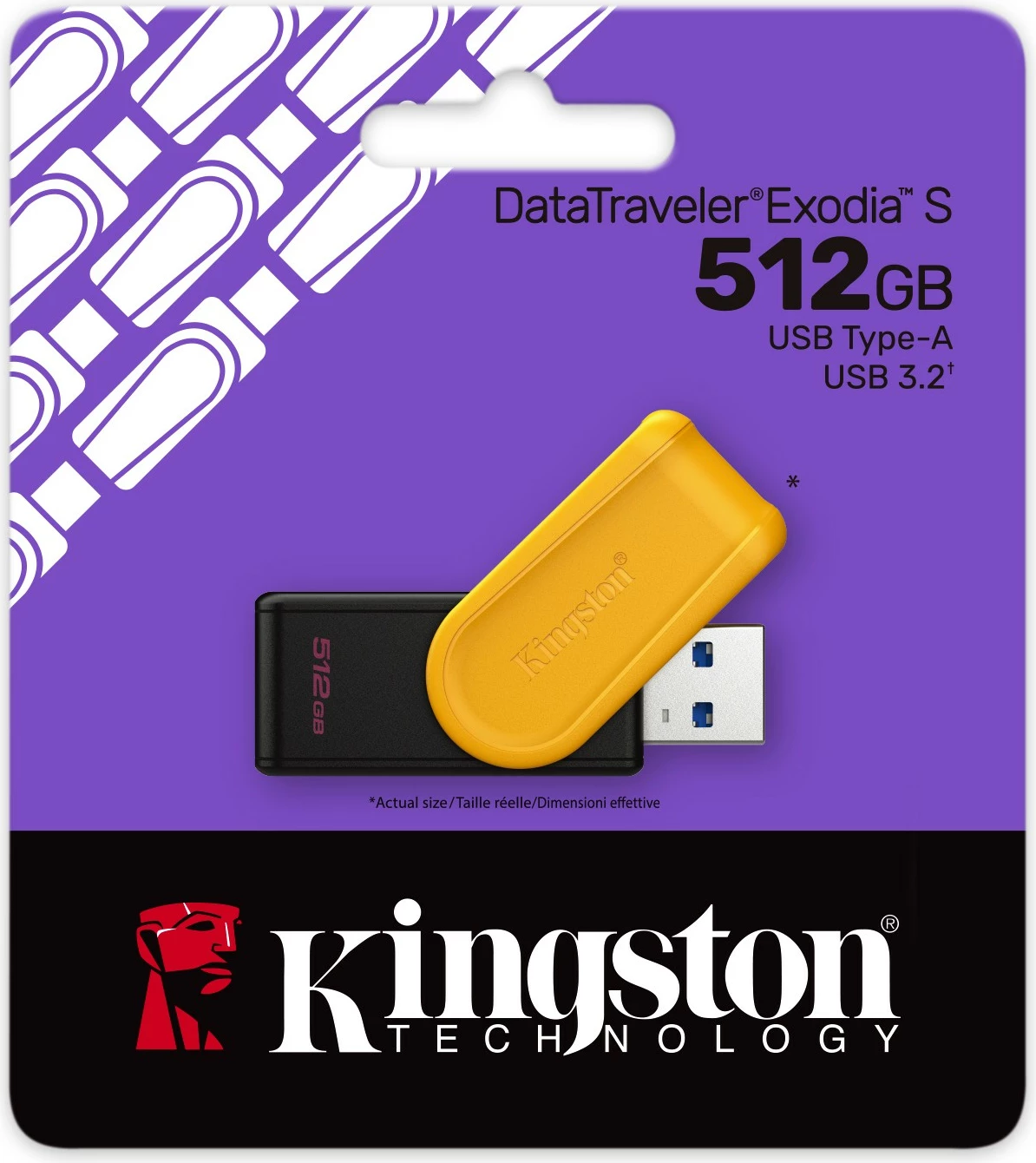 USB Kingston DataTraveler Exodia S 512GB, USB 3.2, zi/verdhë