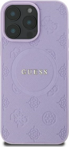 Mbështjellës Guess Saffiano Peony Classic Logo MagSafe për iPhone 16 Pro Max, Vjollcë