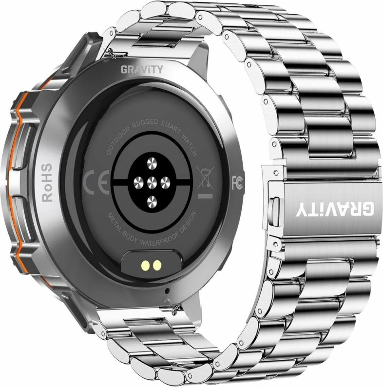 Smartwatch Gravity GT42-4 për meshkuj, rrip grafit + byzylyk