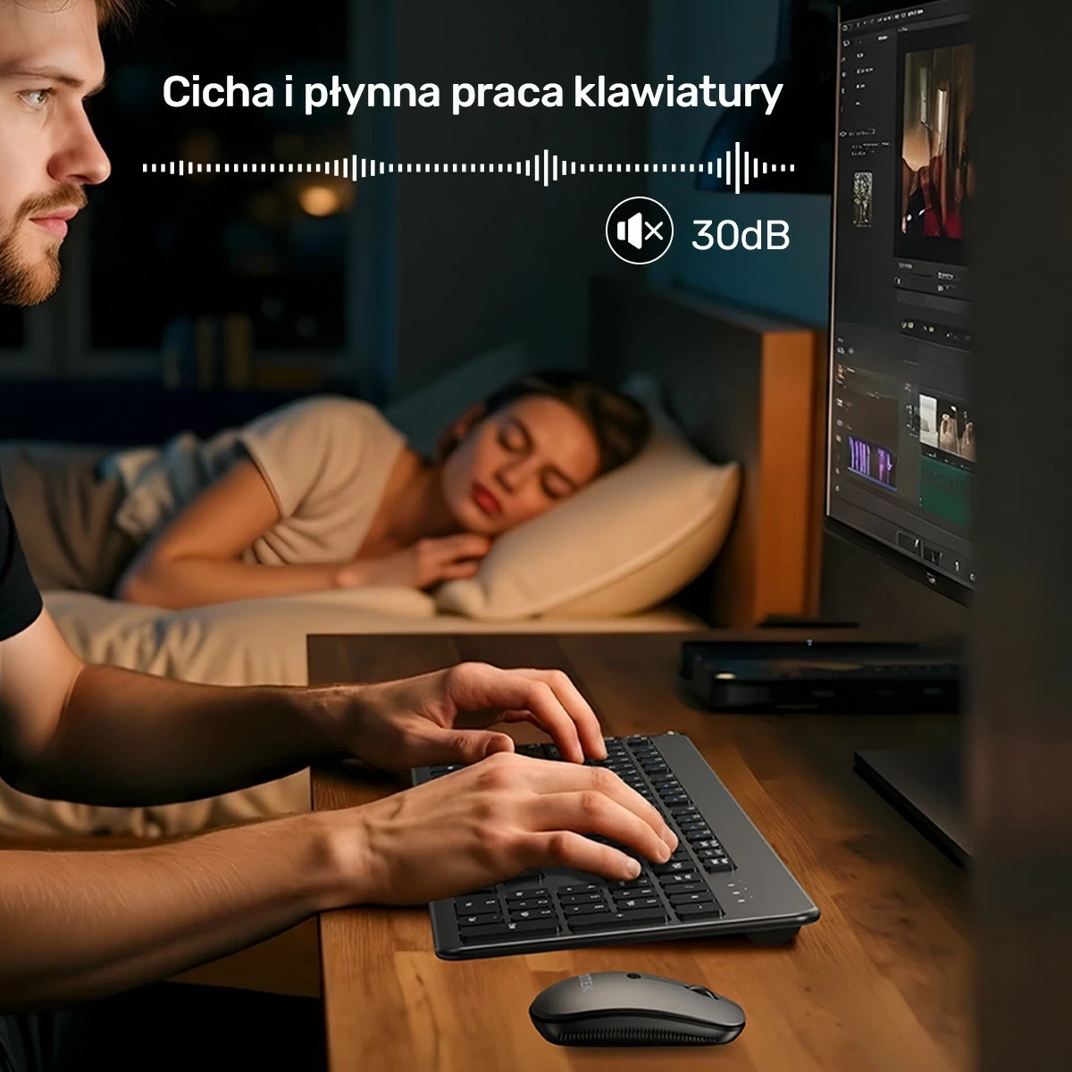 Set tastierë + maus Unitek SlimDuo, wireless 2.4GHz, USB receiver, 1600 DPI, zi-gri