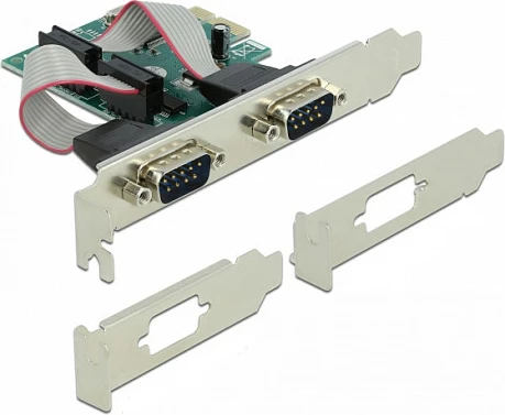Kartë zgjerimi PCIe DeLOCK 2x Serial RS-232, low-profile, e gjelbër