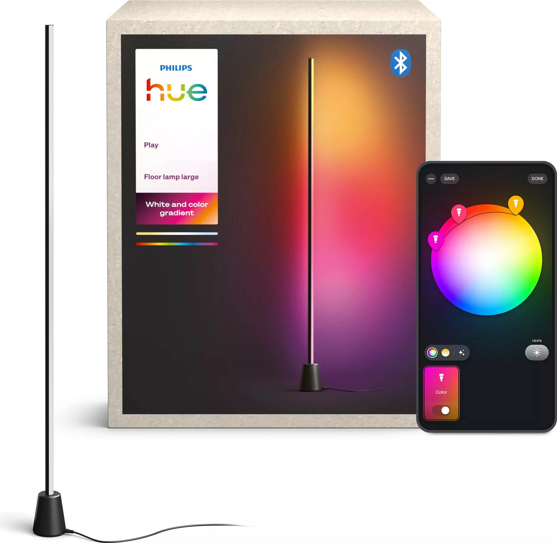 Llambë dyshemeje Philips Hue Gradient Play Floor Large, LED gradient, e zezë