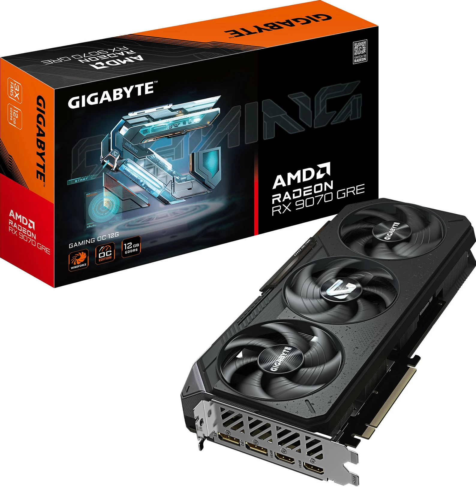 Kartelë grafike Gigabyte Radeon RX 9070 GRE, 12GB GDDR6, PCIe 5.0, 2x HDMI/2x DisplayPort, e zezë