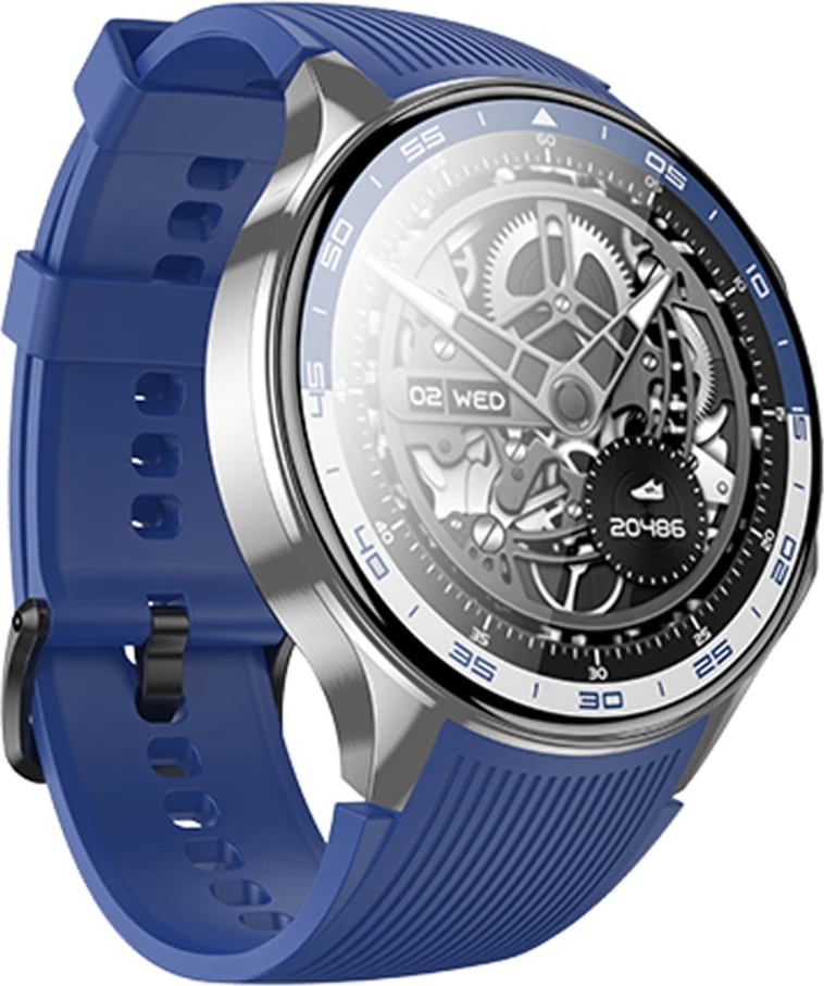 Smartwatch HOCO Y24, ekran AMOLED 1.43\", thirrje Bluetooth, 4GB+128MB, IP67, bateri 390mAh, argjendtë me rrip blu