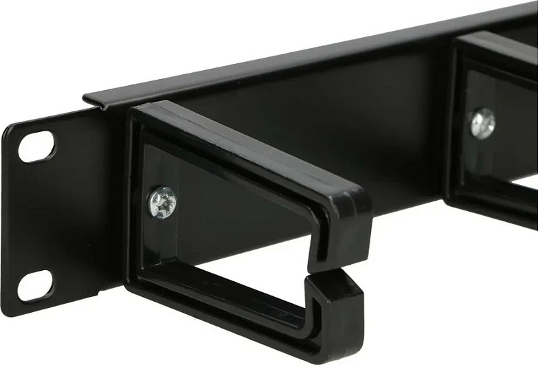 Panel menaxhimi kabllove Extralink 1U 19", me mbajtëse plastike, i zi